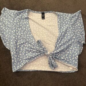 Windsor Blue Floral Tie-Front Top